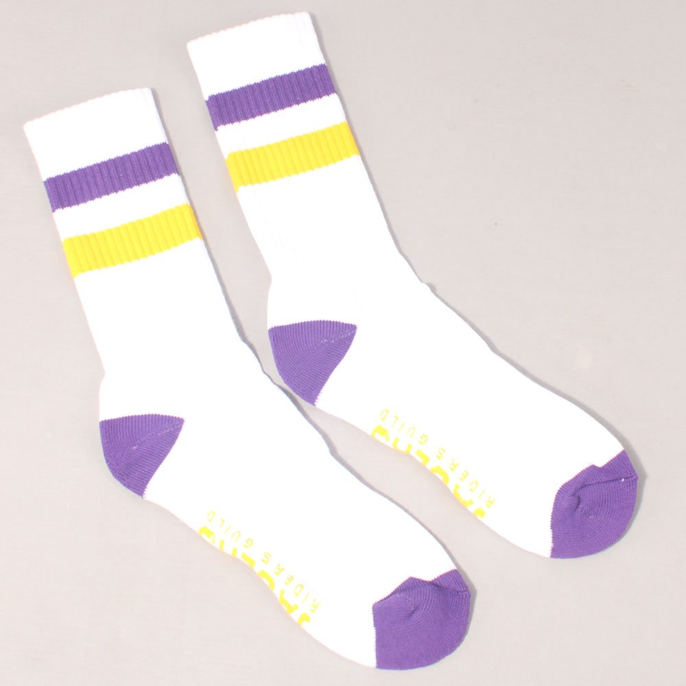 Jägers Stripe Socks - White/Purple/Yellow