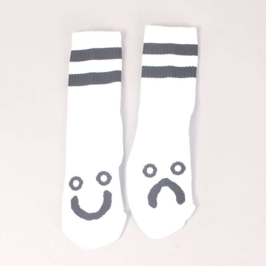 Polar Skate Co Happy Sad Socks - White