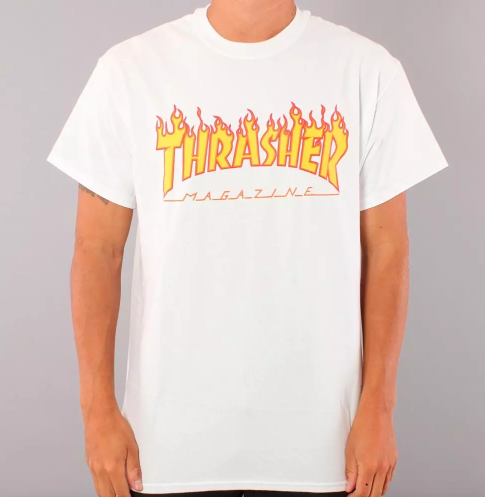 Thrasher Flame Youth T-shirt - White