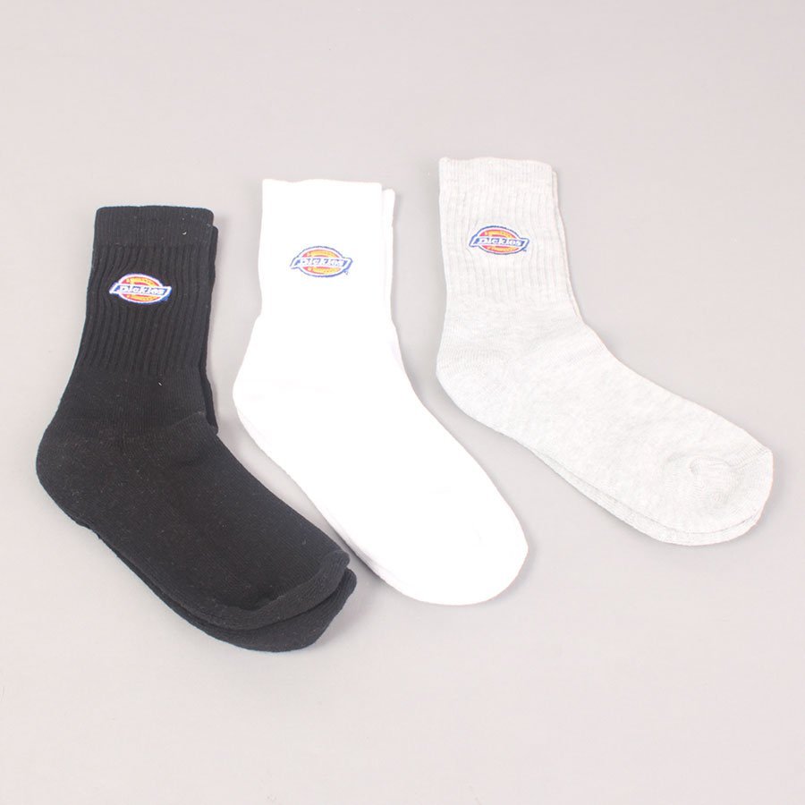 Dickies 3 Pack Valley Grove Socks - White/Grey/Black