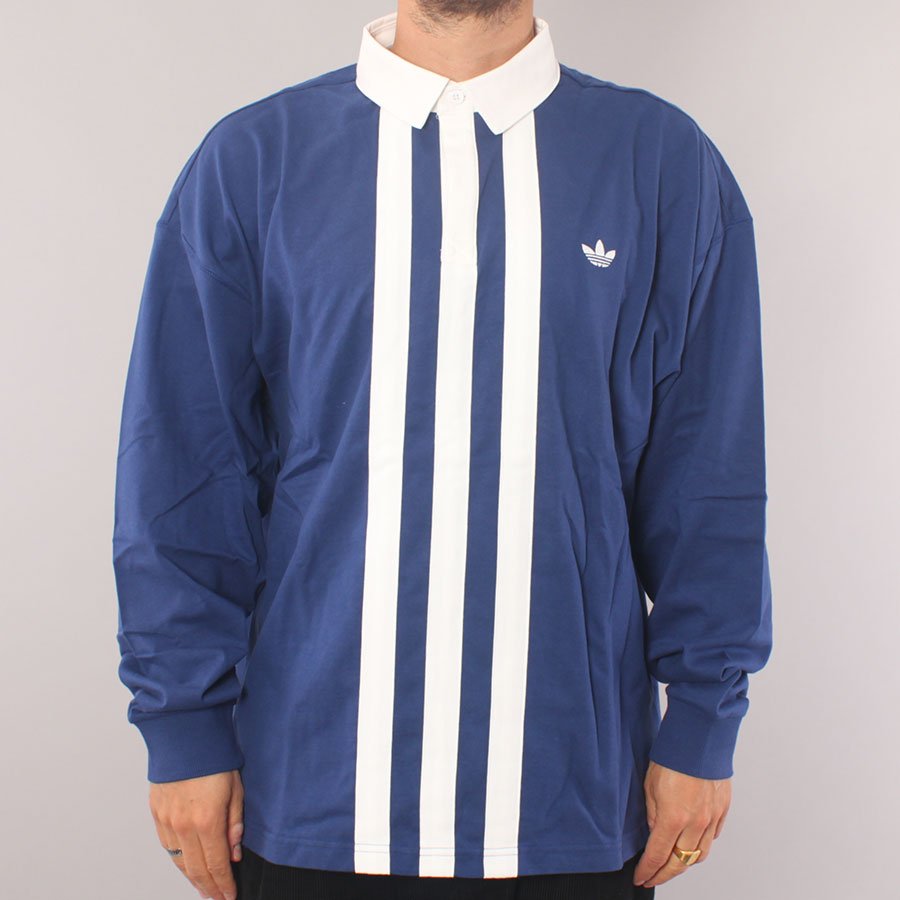 Adidas Skateboarding Rugby Jersey LS Polo Shirt - Blue/White