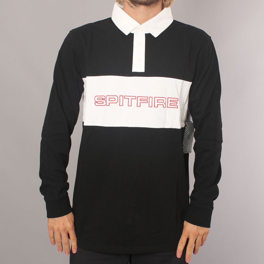 Spitfire Geary Rugby Polo Shirt - Black/White/Red