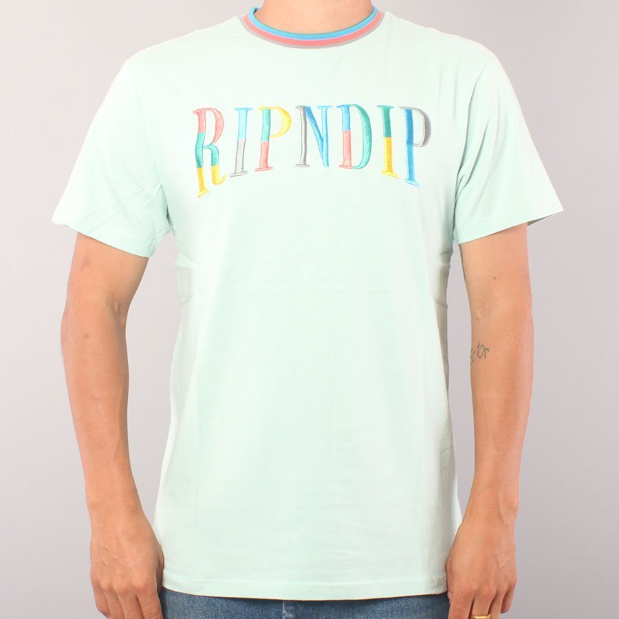 Rip N Dip Color Block Logo embr. T-shirt - Ice Blue