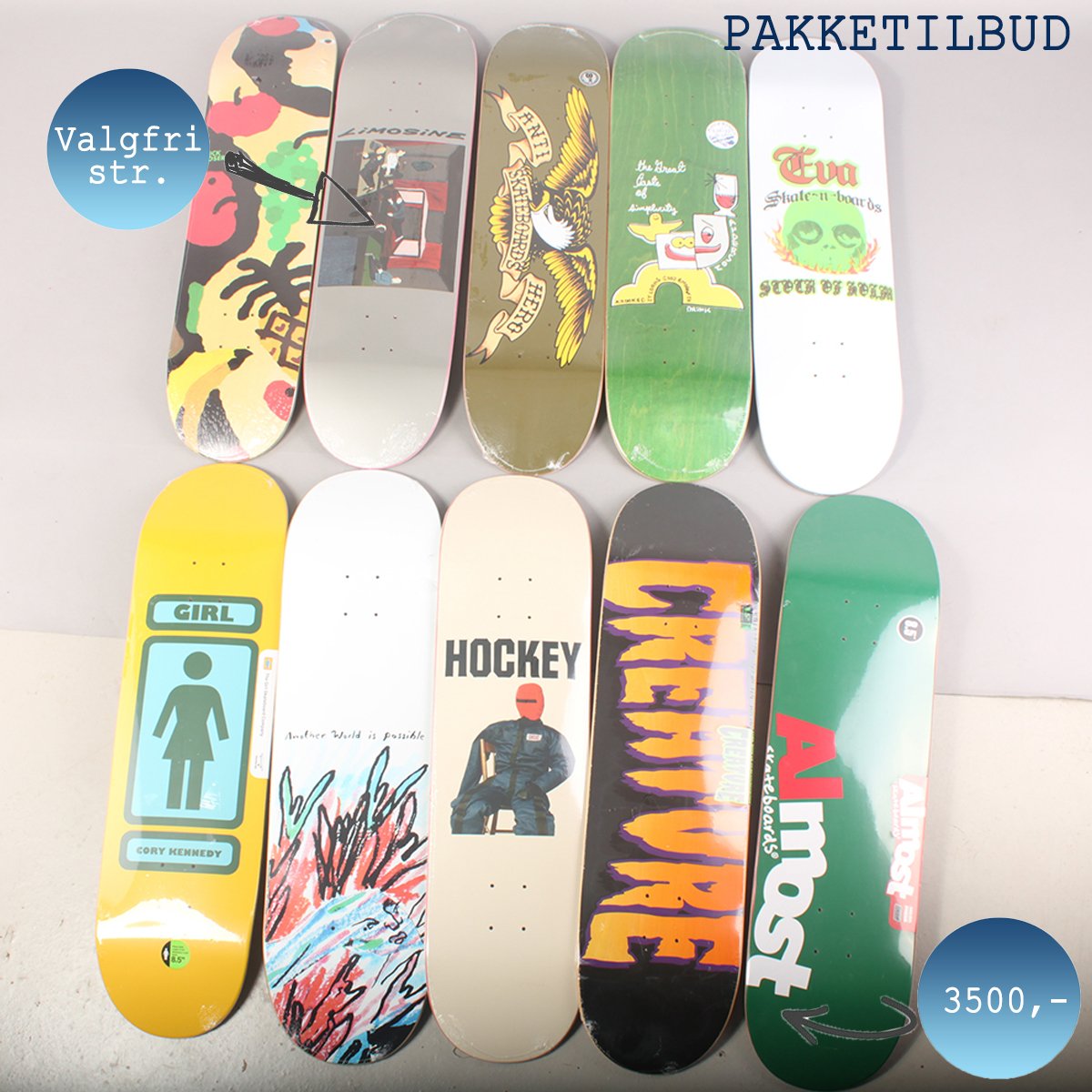 10 stk.Pro Skateboard Decks - Pakketilbud